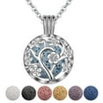 thumbnail image 1 of INFUSEU Sakura Tree Aromatherapy Necklace, Essential Oils Diffuser Locket Pendant with 7 PCS Lava Rock Stones and 24" Chain, 1 of 7