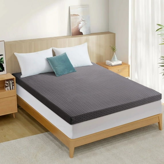 INGALIK 3 inch Gel Infused Memory Foam Mattress Topper, Full, Gray, CertiPUR-US Certified