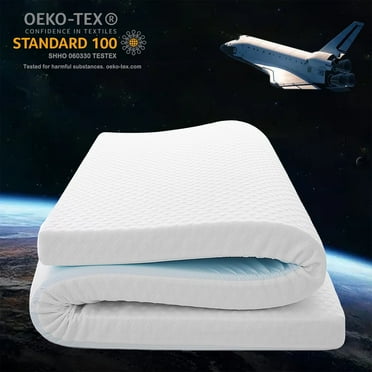 INGALIK 3 inch Gel Memory Foam Mattress Topper, Cooling Bed Topper for Pressure Relief, CertiPUR-US Certified, Queen, White