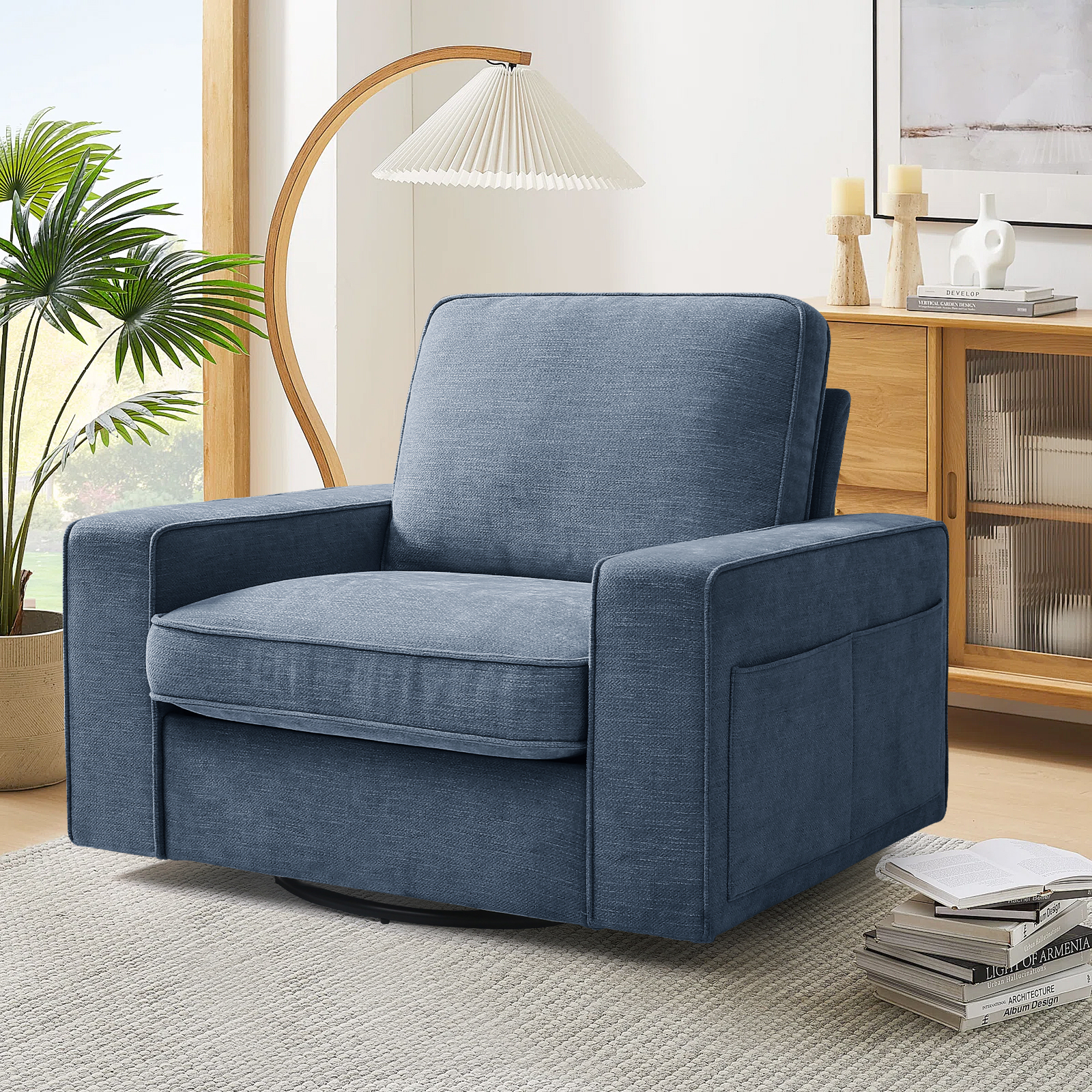 INGALIK 360 Degree Swivel Accent Chair, Oversized Single Sofa Chair