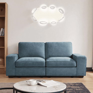 INGALIK 73"-128" Modern Modular Sofa with Seats Storage, Oversized 2-Seater Sectional Couch with Removable Cover, Side Pockets, USB Type-C Ports (Blue)