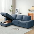 thumbnail image 1 of INGALIK 100" Sectional Sofa with Storage Chaise, Oversized L-Shaped Couch, Large Modern Chenille Sofa 3 Seat with Removable Cushion Covers USB Type-C Ports for Living Room (Blue), 1 of 12