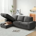 thumbnail image 1 of INGALIK 100" Sectional Sofa with Storage Chaise, Oversized L-Shaped Couch, Large Modern Chenille Sofa 3 Seat with Removable Cushion Covers USB Type-C Ports for Living Room (Dark Gray), 1 of 12
