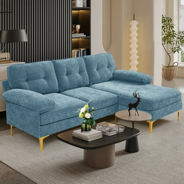 INGALIK Convertible Sectional Sofa Couch, Convertible L Shaped Couch with Reversible Chaise, Sectional Couch for Small Space Apartment, 3 Seater, Grey