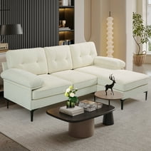 INGALIK Convertible Sectional Sofa Couch, Convertible L Shaped Couch with Reversible Chaise, Sectional Couch for Small Space Apartment, 3 Seater, White