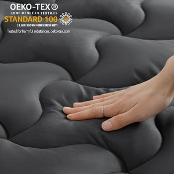 INGALIK Full Size Mattress Pad, 400TC Cotton Pillow Top Mattress Cover, Quilted Fitted Mattress Protector with 8-21" Deep Pocket, Cooling Mattress Topper (54x75 Inches, Dark Grey)