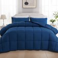 thumbnail image 1 of INGALIK Luxury Hotel-Style 3-Piece Queen Comforter Set, Hypoallergenic Quilted Down Alternative, All-Season Duvet Insert, Machine Washable, Corner Tabs, (Blue, 88x88 inch), 1 of 10