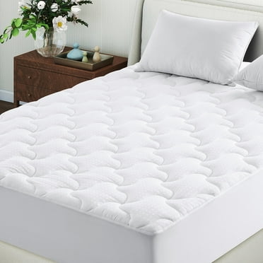 INGALIK Premium 400TC Quilted Mattress Pad, Queen, Cooling Breathable Topper, Fitted Thickened Protector, 8-21" Deep Pocket, White