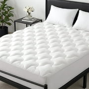INGALIK Queen Mattress Pad, Cooling Breathable Bed Topper, Premium 400TC Pillow Top Mattress Protector Fitted Cover with 8-21" Deep Pocket, White