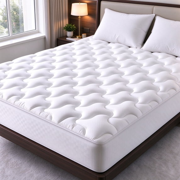 INGALIK Ultra Comfort Mattress Pad, Queen - Breathable Cooling Topper, 8-21" Deep Pocket Mattress Cover, Noiseless Hypoallergenic