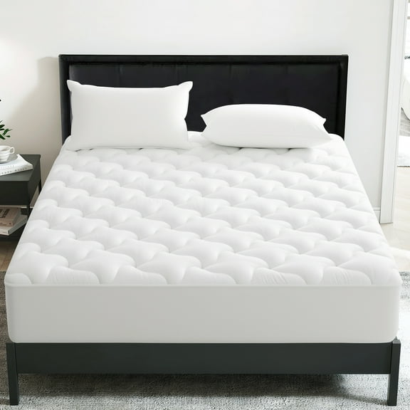 INGALIK Premium 400TC Quilted Mattress Pad, Queen, Cooling Breathable Topper, Fitted Thickened Protector, 8-21" Deep Pocket, White