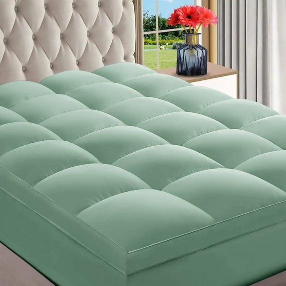 INGALIK RV King Mattress Topper, Cooling, Extra Thick, Pressure Relief, 400TC, 8-21" Deep Pocket, Sensitive Skin, Light Green