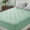 thumbnail image 1 of INGALIK Premium 400TC Quilted Mattress Pad, Short Queen, Cooling Breathable Topper, Fluffy Soft Protector, 8-21" Deep Pocket, Light Green, 1 of 11