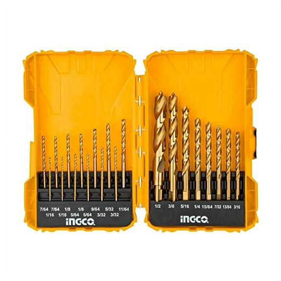 INGCO 21 Pcs M2 High-Speed Steel Drill Set with Polit Point for Metal Wood Plastic Drilling