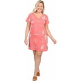 thumbnail image 1 of INGEAR Women’s Beach Swimsuit Cover Up, Short Cotton Shift Dress with Pockets, Pink ,2XL, 1 of 7