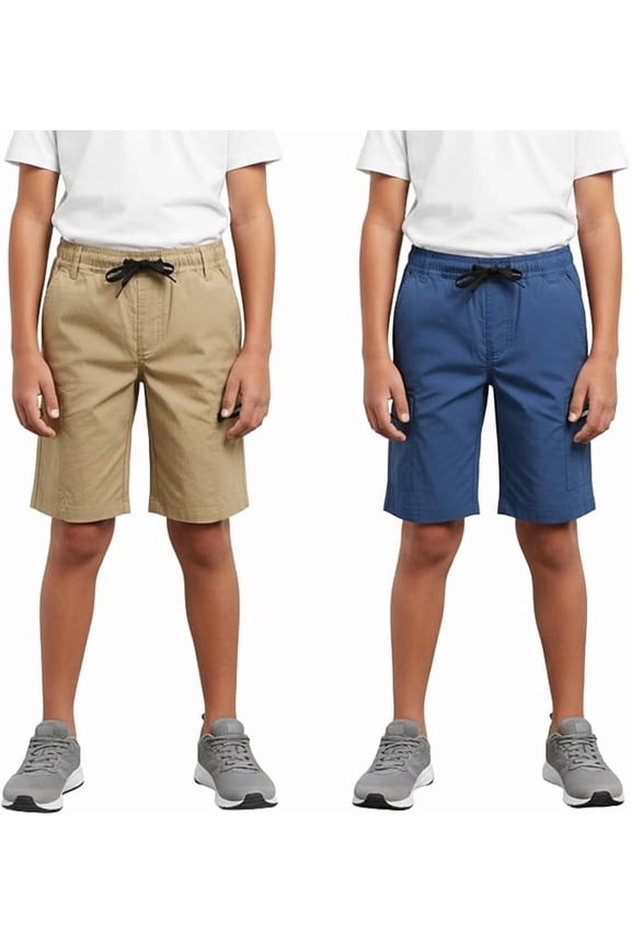 Boys Cargo Jogger Pants, Elastic Waist, Zipper Pockets, Casual School Trousers