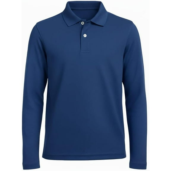 INGEAR Boys Golf Polo Long Sleeve Shirts, Blue, XS