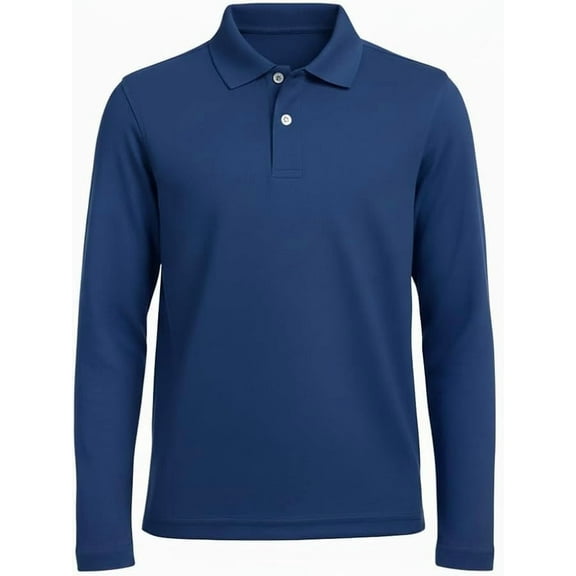 INGEAR Boys Golf Polo Long Sleeve Shirts, Blue, M