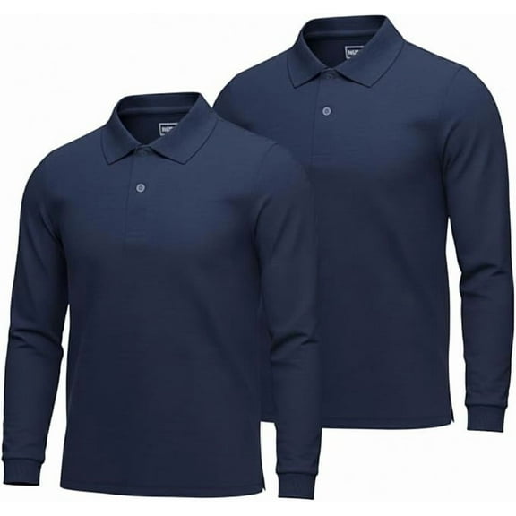 INGEAR Boys Long Sleeve Polo Shirt 2-Pack, Blue, XXL