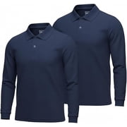 INGEAR Boys Long Sleeve Polo Shirt 2-Pack, Blue, L