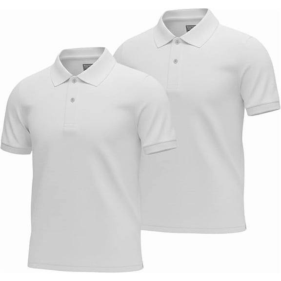 INGEAR Boys Short Sleeve Polo Shirt 2-Pack, White, L