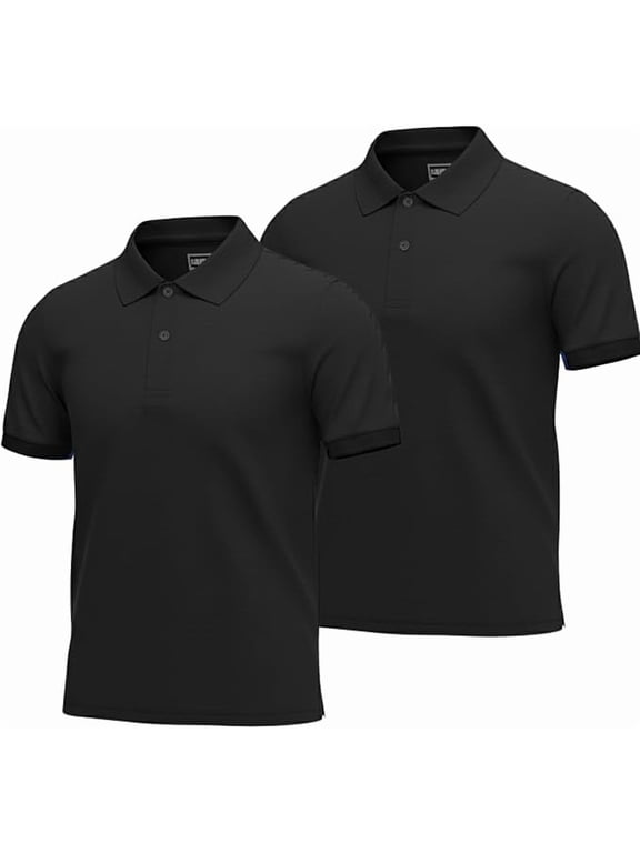 Boys Short Sleeve Polo Shirt 2-Pack, Black, L