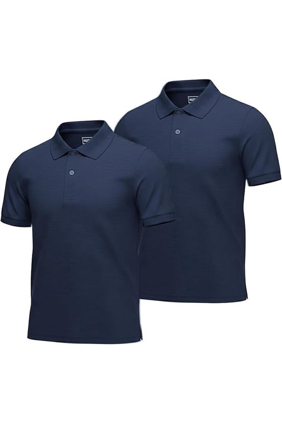 Boys Short Sleeve Polo Shirt 2-Pack, Blue, L