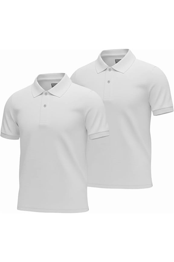Boys Short Sleeve Polo Shirt 2-Pack, White, L