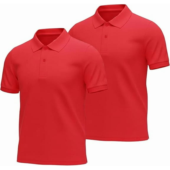 INGEAR Boys Short Sleeve Polo Shirt 2-Pack, Red, S