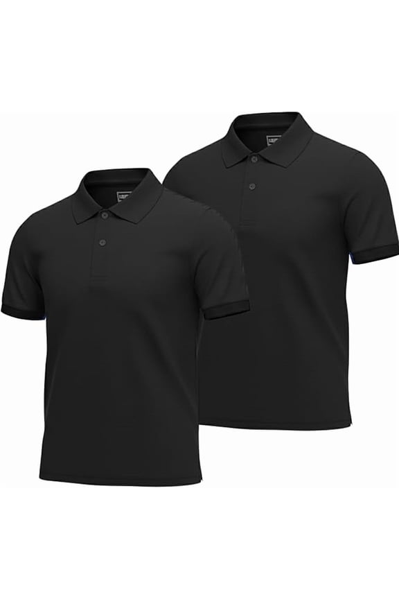 Boys Short Sleeve Polo Shirt 2-Pack, Black, XL
