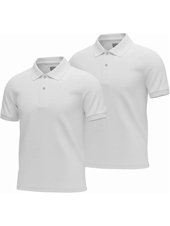 Boys Short Sleeve Polo Shirt 2-Pack, White, XS