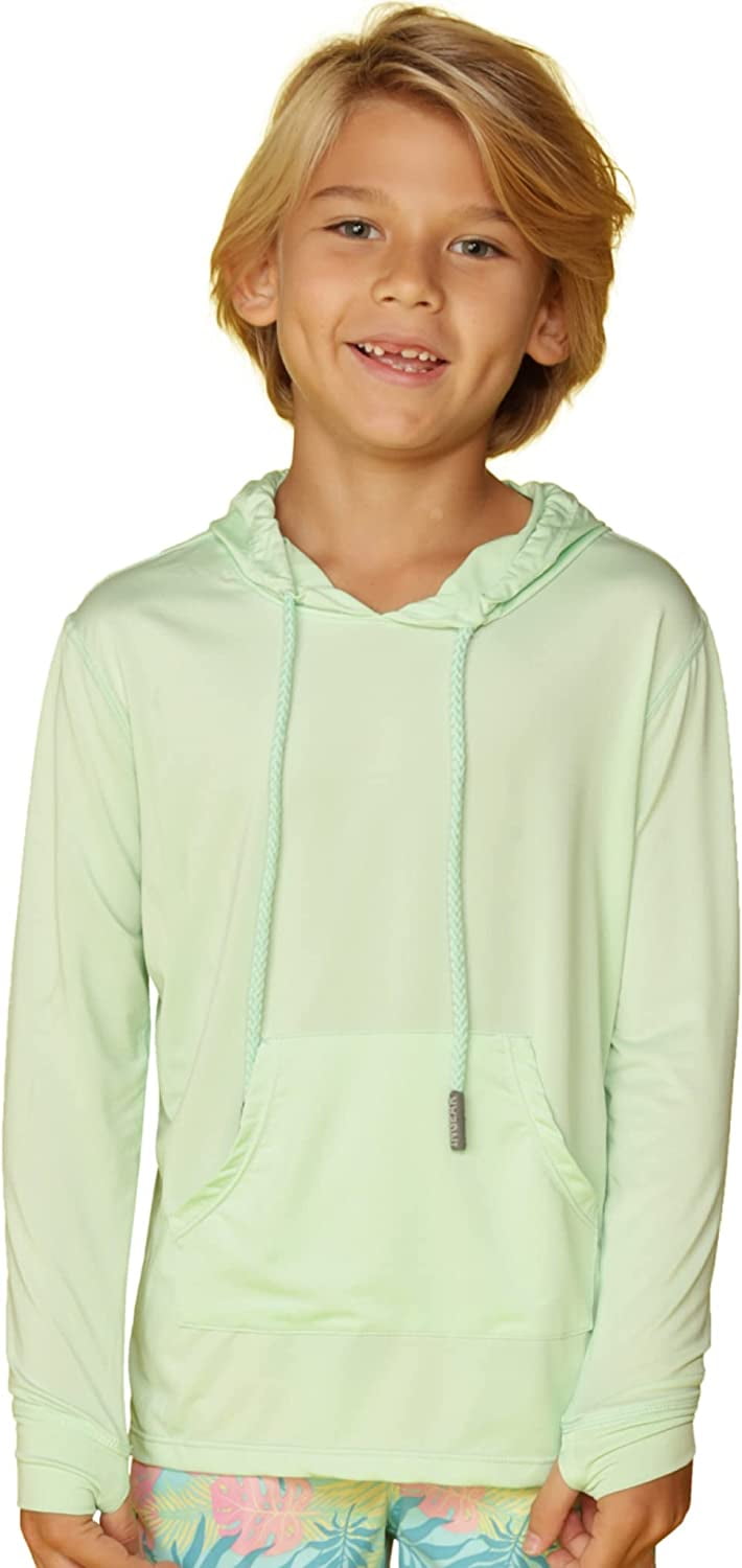 INGEAR Boys UPF 50+ Sun Protection UV Hoodie T-Shirt Long Sleeve with  Pockets SPF Shirt Boys Sun Shirt with Hood