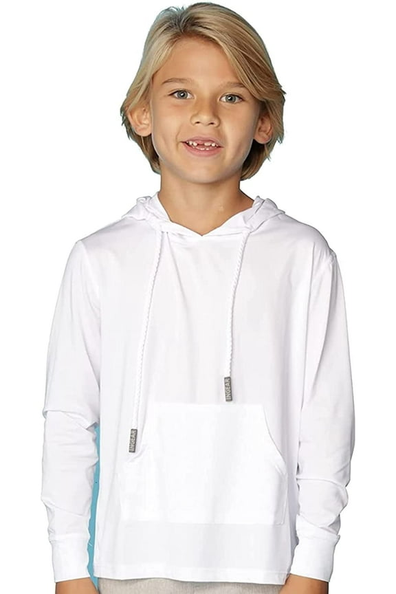 Boys UPF 50+ Sun Protection Hoodie , White, M