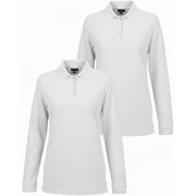 INGEAR Girls Long Sleeve Polo Shirt 2-Pack, White, M