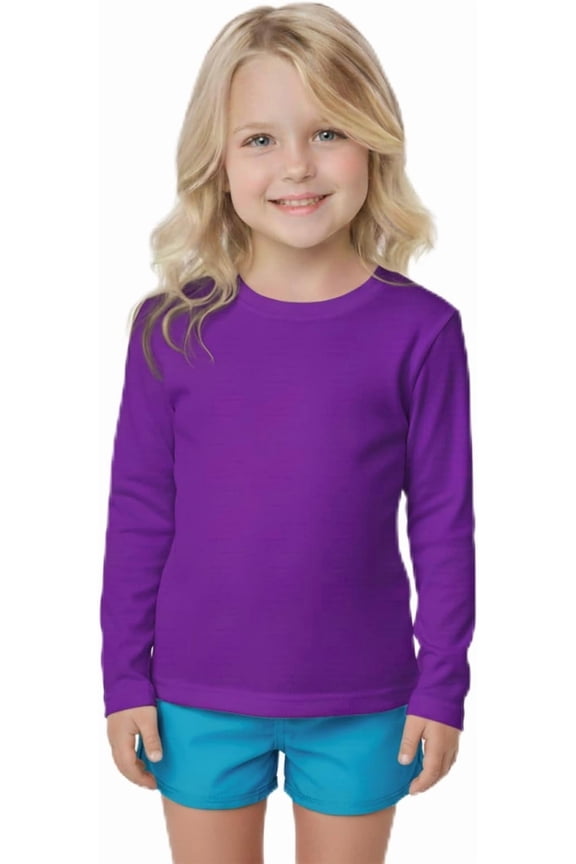 Girls Long Sleeve Rash Guard Swim Shirt Outdoor Sports Shirt Lightweight Athletic Tee Protective Quick Dry