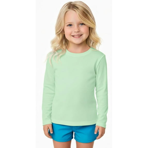 INGEAR Girls Long Sleeve Rash Guard Swim Shirt Outdoor Sports Shirt Lightweight , Mint, XS