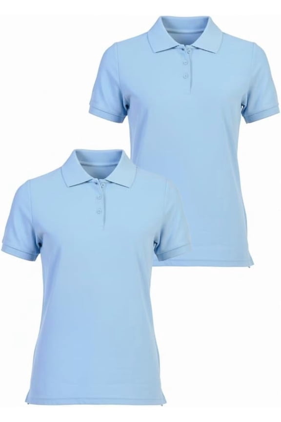 Girls Short Sleeve Polo Shirt 2-Pack, Blue, XXL