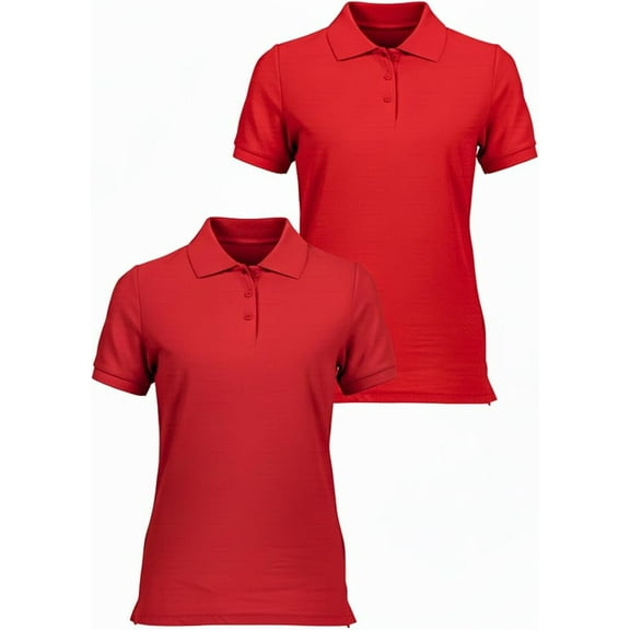 INGEAR Girls Short Sleeve Polo Shirt 2-Pack, Red, S