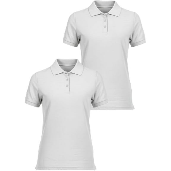 INGEAR Women's Short Sleeve Polo Shirts, Casual Collared Golf Tops, 2 Pack White S