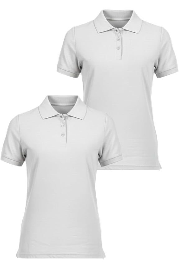Women's Short Sleeve Polo Shirts, Casual Collared Golf Tops, 2 Pack White S