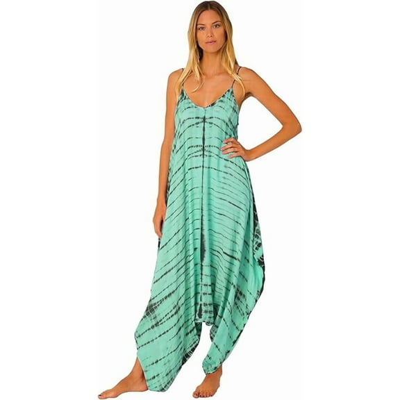 INGEAR Women’s Boho Romper Dress, Lightweight Jumpsuit for Summer, Green, L/XL