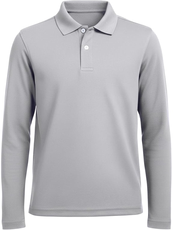Men's Long Sleeve Polo Shirt Grey XXL