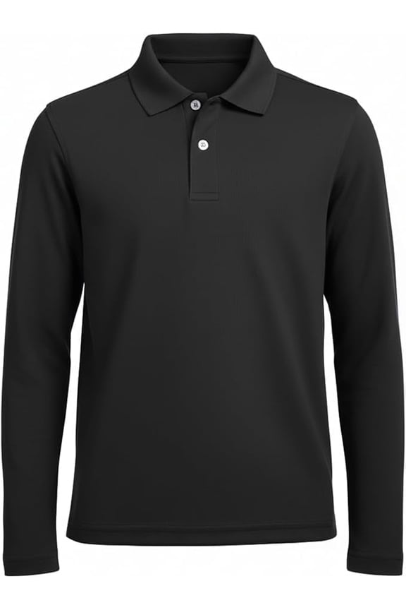 Men's Long Sleeve Polo Shirt Black XXL