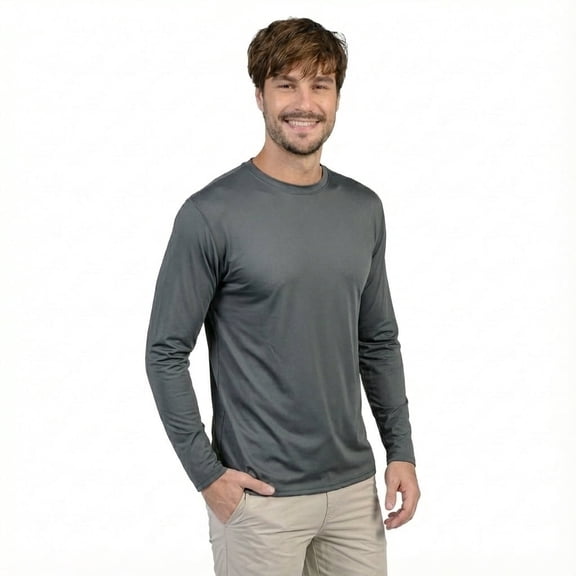 INGEAR Men's UPF 50+ Long Sleeve Sun Shirt, Quick-Dry UV Protection Rash Guard Charcoal, S