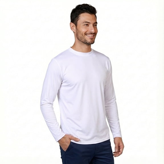 INGEAR Men's UPF 50  Long Sleeve Sun Shirt, Quick-Dry UV Protection Rash Guard White, L
