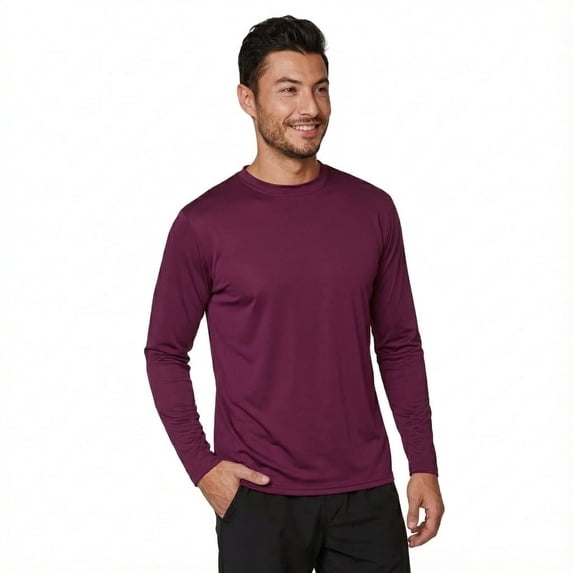 INGEAR Men's UPF 50+ Long Sleeve Sun Shirt, Quick-Dry UV Protection Rash Guard Purple, S