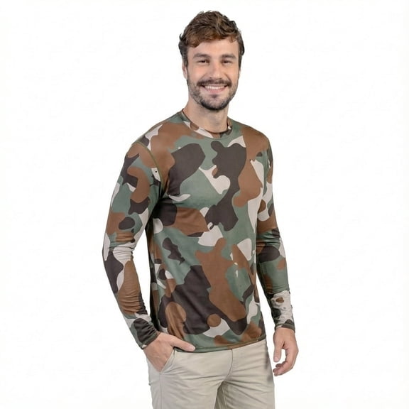 INGEAR Men's UPF 50  Long Sleeve Sun Shirt, Quick-Dry UV Protection Rash Guard Khaki, L