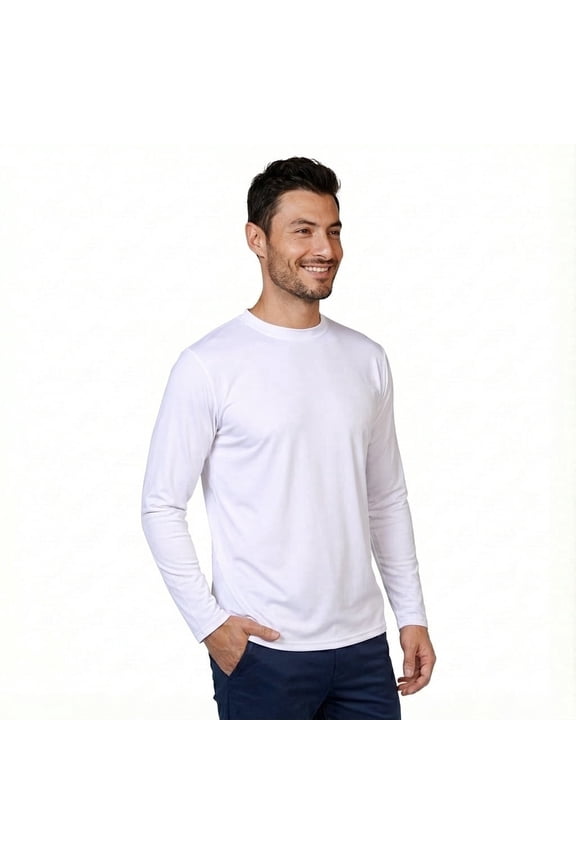 Men's UPF 50+ Long Sleeve Sun Shirt, Quick-Dry UV Protection Rash Guard White, M