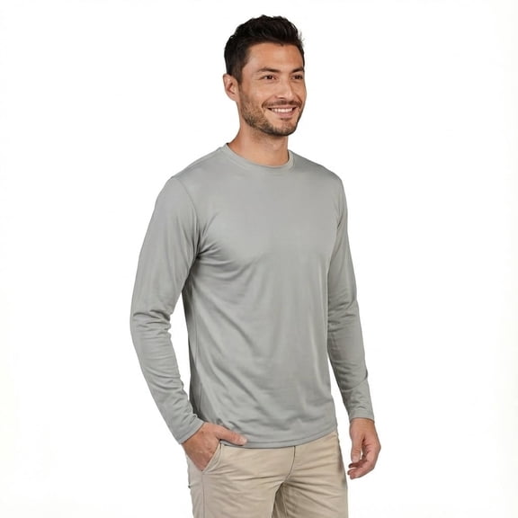 INGEAR Men's UPF 50  Long Sleeve Sun Shirt, Quick-Dry UV Protection Rash Guard Silver, XXL