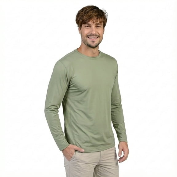 INGEAR Men's UPF 50+ Long Sleeve Sun Shirt, Quick-Dry UV Protection Rash Guard Military Green, S